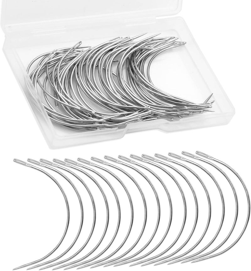 ZMAAGG 50 PCS Curved Needles, Leather and Weaving Needles for Carpet Leather Canvas Repairing, Blocking Knitting, Modelling and Crafts - Image 1